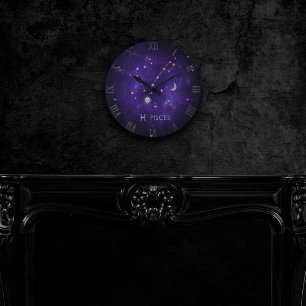 Paarse Pisces Zodiac Cosmic Astrology Horoscope Ronde Klok