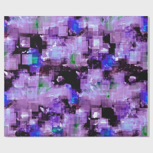 Paarse Pixelated Verpakkend Document Cadeaupapier (Vlak)