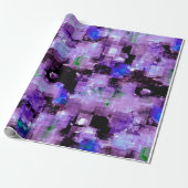 Paarse Pixelated Verpakkend Document Cadeaupapier (Uitgerold)