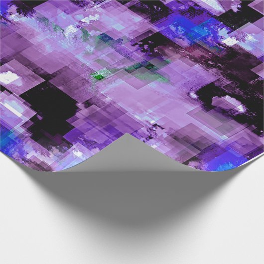 Paarse Pixelated Verpakkend Document Cadeaupapier (Hoek)