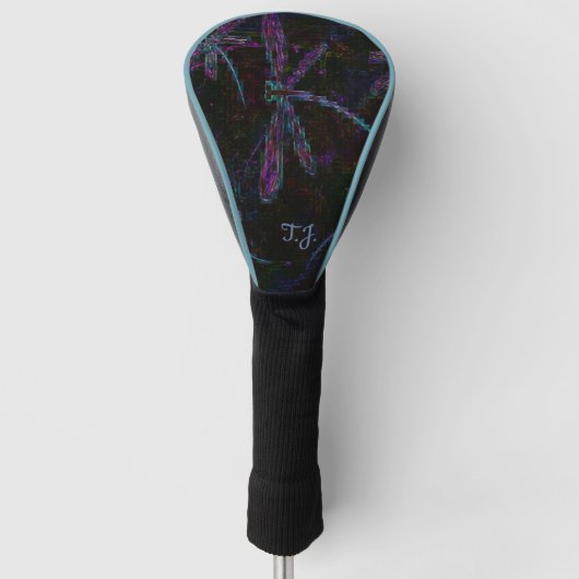  Paarse pixelvormige dragonvlieg Golfheadcover (Voorkant)