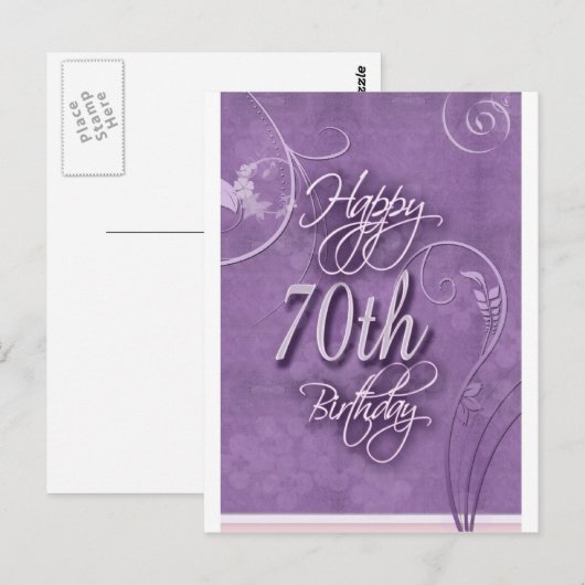 Paarse pizza voor 70e verjaardag briefkaart (Voorkant / Achterkant)