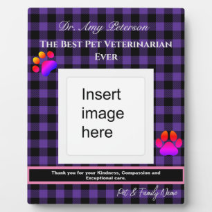 Paarse Plaid Beste Dierenarts Ooit Plaque Fotoplaat
