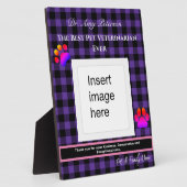 Paarse Plaid Beste Dierenarts Ooit Plaque Fotoplaat (Zijkant)