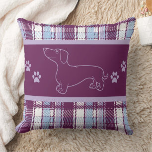 Paarse Plaid Dachshund Sierkussen