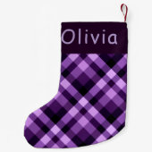 Paarse Plaid Monogram Kleine Kerstkous Kleine Kerstsok (Achterkant)