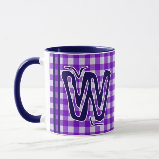 Paarse Plaid (Monogram, Naam) Coffee Mok (Links)