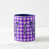 Paarse Plaid (Monogram, Naam) Coffee Mok (Midden)