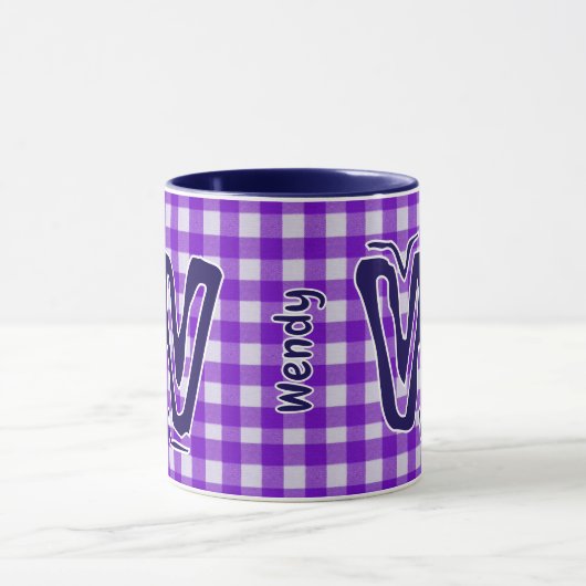 Paarse Plaid (Monogram, Naam) Coffee Mok (Midden)