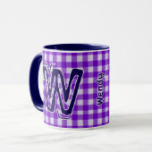 Paarse Plaid (Monogram, Naam) Coffee Mok (Voorkant links)