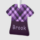 Paarse Plaid Monogram T-Shirt Acryl Ornament (voorkant)