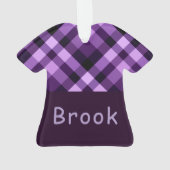 Paarse Plaid Monogram T-Shirt Acryl Ornament (achterkant)