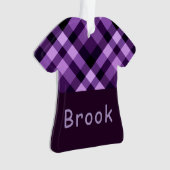 Paarse Plaid Monogram T-Shirt Acryl Ornament (voorkant)
