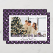 Paarse Plaid Stars Geloof Foto Kerst Kaart (Voorkant / Achterkant)