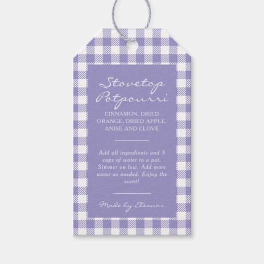 Paarse Plaid Sudderpot Kit Cadeaulabel (Voorkant)