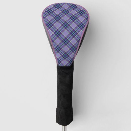 Paarse Plaid Tartan 1 diagonaal Golfheadcover (Voorkant)