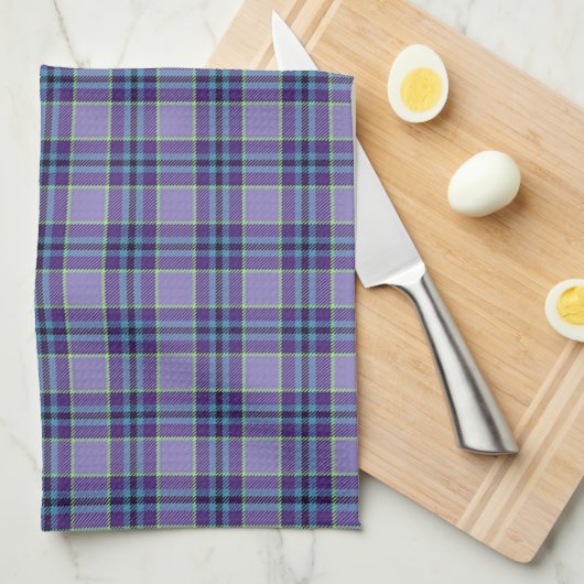 Paarse Plaid Tartan 1 in de kleuren Lavendel en Bl Theedoek (Quarter Fold)