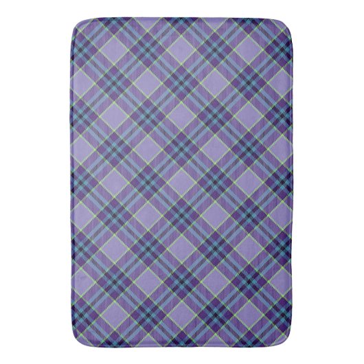 Paarse Plaid Tartan 1 in Lavendel & Blauwe Diagona Badmat (Voorkant Verticaal)