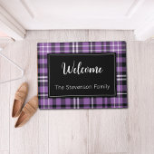 Paarse Plaid Welkom Monogrammed Familienaam Deurmat