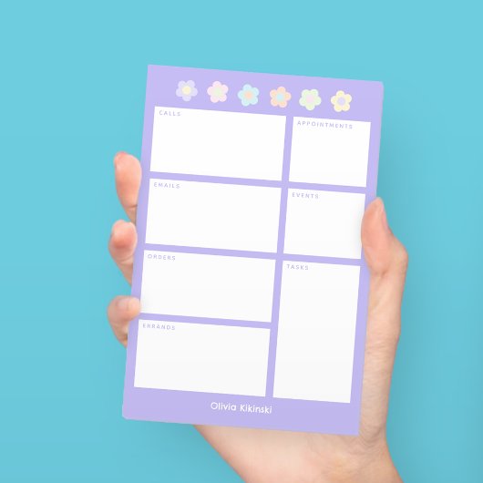 Paarse plakbriefjes met pastelbloemen post-it® notes