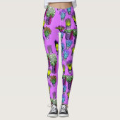 Paarse planten grassen leggings (Voorkant)