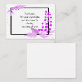 Paarse Planten op zwart Lijst Hartelijk dank Notitiekaartje (Voorkant / Achterkant)