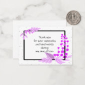 Paarse Planten op zwart Lijst Hartelijk dank Notitiekaartje (Voorkant / Achterkant in situ)