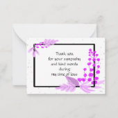 Paarse Planten op zwart Lijst Hartelijk dank Notitiekaartje (Voorkant)