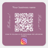 Paarse platte firmanaam qr code instagram vierkante sticker (Voorkant)