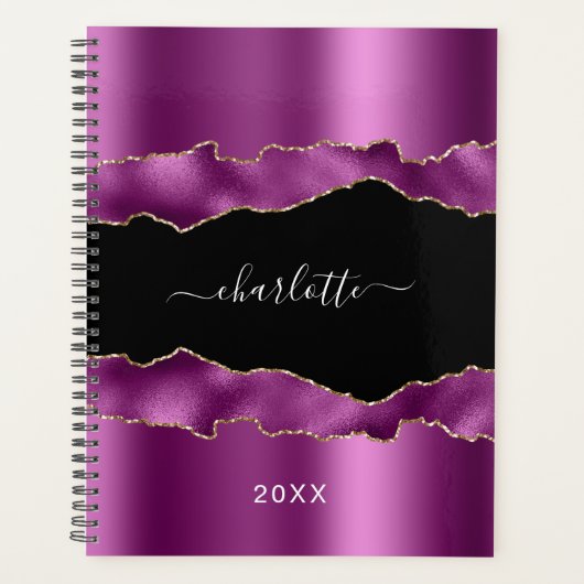 Paarse platte robot marmer name script 2023 planner (Voorkant)