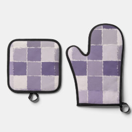 Paarse pleinen ovenwant & pannenlap set