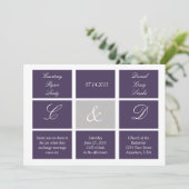 Paarse pleinen Uitnodiging tot bruiloft (Staand voorkant)