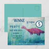 Paarse Plesiosaurus Invitation Briefkaart (Voorkant / Achterkant)