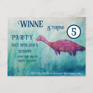 Paarse Plesiosaurus Uitnodigingskaart Uitnodiging Briefkaart
