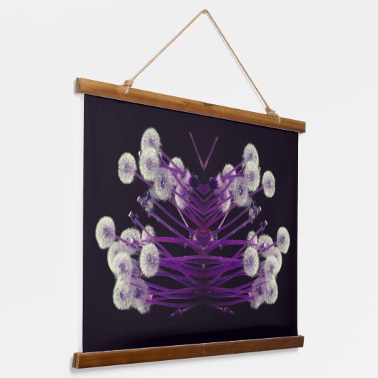 Paarse pluizige paardenbloem Abstract Hangend Wandkleed (Gebogen)