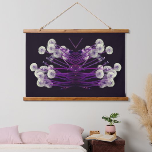 Paarse pluizige paardenbloem Abstract Hangend Wandkleed (Slaapkamer)