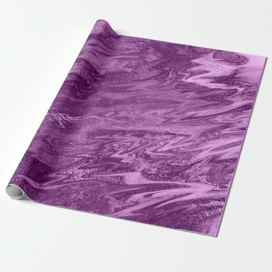 Paarse Plum Amethyst Marble Stone Abstracte Metall Cadeaupapier (Uitgerold)
