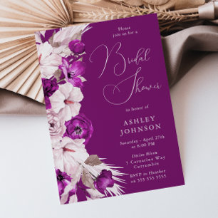 Paarse Plum & Blush Bloemen Vrijgezellenfeest Kaart