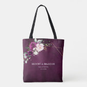 Paarse Plum Blush Roze Bloemen Bruidsmeisje cadeau Tote Bag (Achterkant)
