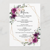 Paarse plum Blush roze roze Geometrische bruiloft  Menu (Voorkant)