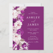 Paarse Plum & Blush Waterverf bruiloft Kaart (Voorkant)