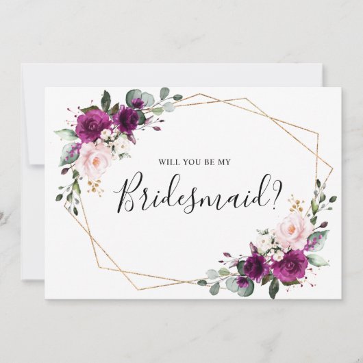 Paarse Plum Blush zal je mijn Bridesmaid zijn Kaart (Voorkant)