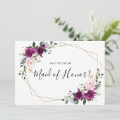 Paarse Plum Blush zal je mijn dienstmeisje zijn Kaart (Staand voorkant)