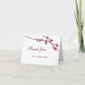 Paarse Plum Boho rustieke Wildflower Branch bruilo Bedankkaart (Voorkant)