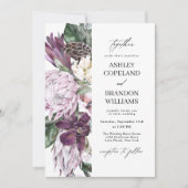 Paarse Plum Boho Tropical Floral Wedding Kaart (Voorkant)