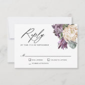 Paarse Plum Boho Tropical Wedding RSVP (Voorkant)