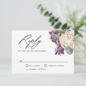 Paarse Plum Boho Tropical Wedding RSVP (Staand voorkant)