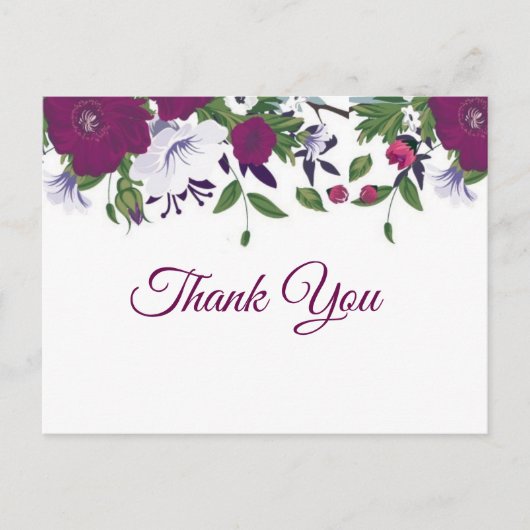 Paarse Plum Dank u Briefkaart (Voorkant)
