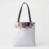 Paarse Plum en Bourgogne Bloemmonogram Tote Bag (Voorkant)