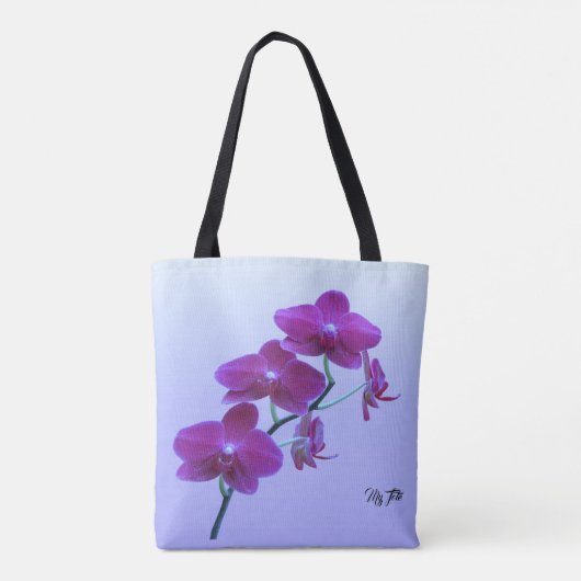 Paarse Plum Fantasy Orchids Eigen Schouder Tas (Achterkant)